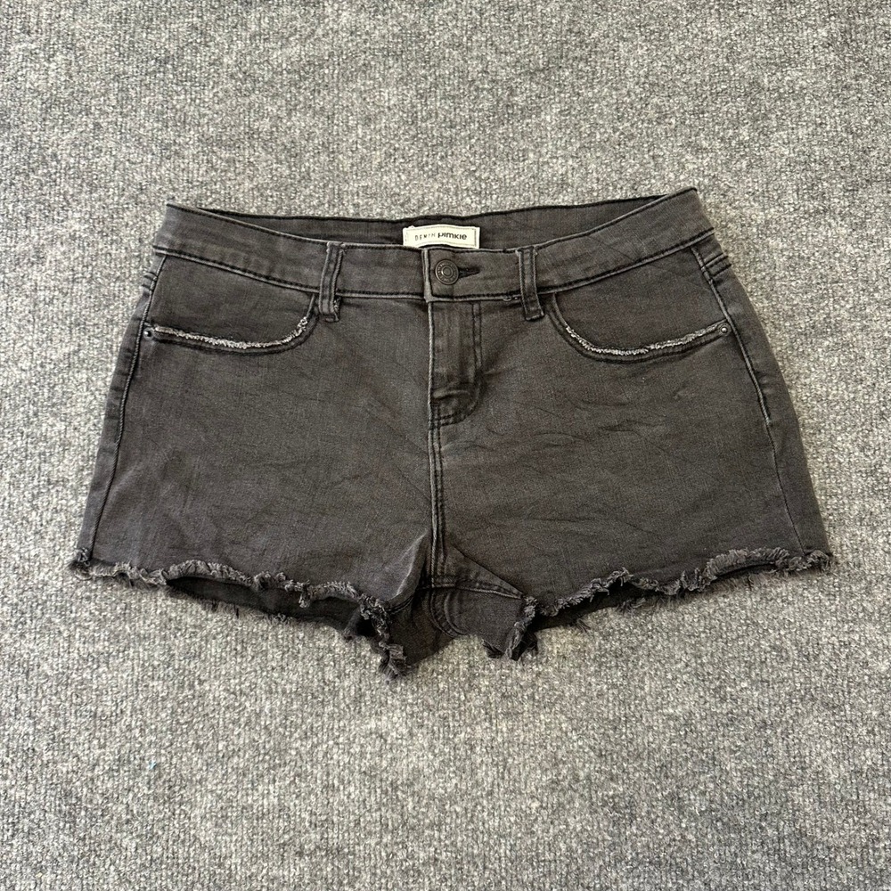 Pimkie Denim Shorts Womens Size 30 Black Raw Hem Frayed Casual Distressed Cutoff